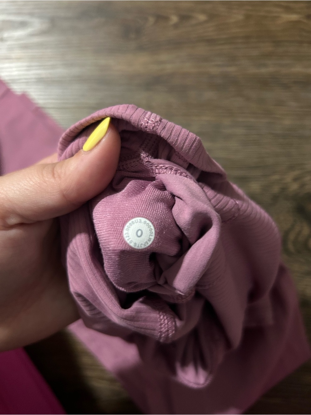 lululemon athletica ribbed Rose Mauve Leggings with Adjustable Waist Button